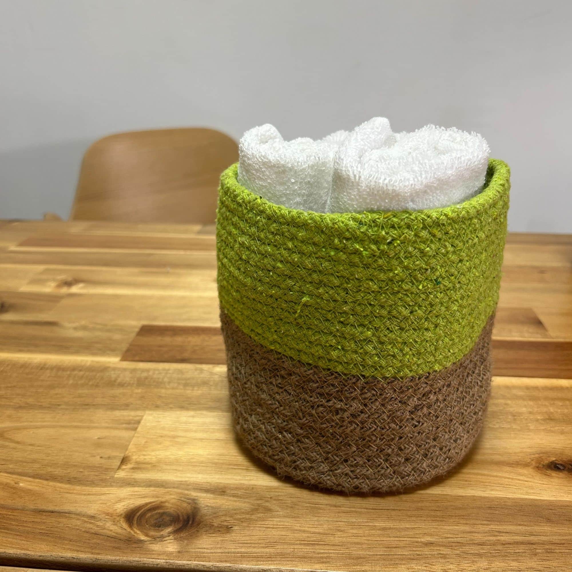 Set de 3 Cestas de Algodón y Yute - Pistacho - Imagen 4