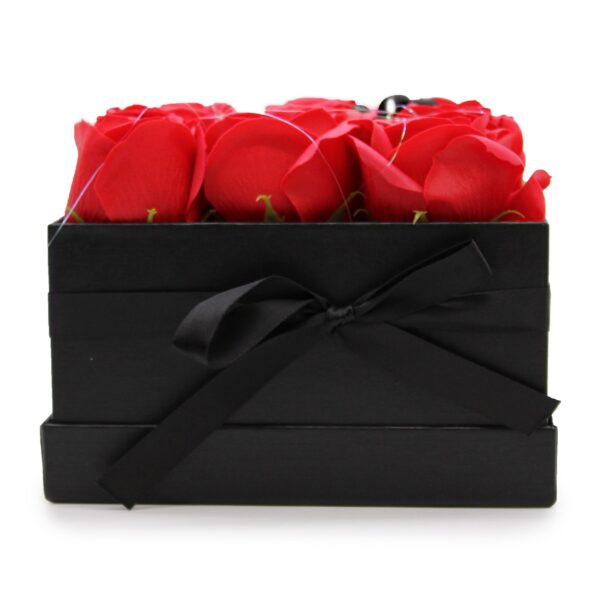 Caja de Regalo - Flor de Jabón  9 Rosas rojo - cuadrado - Imagen 6
