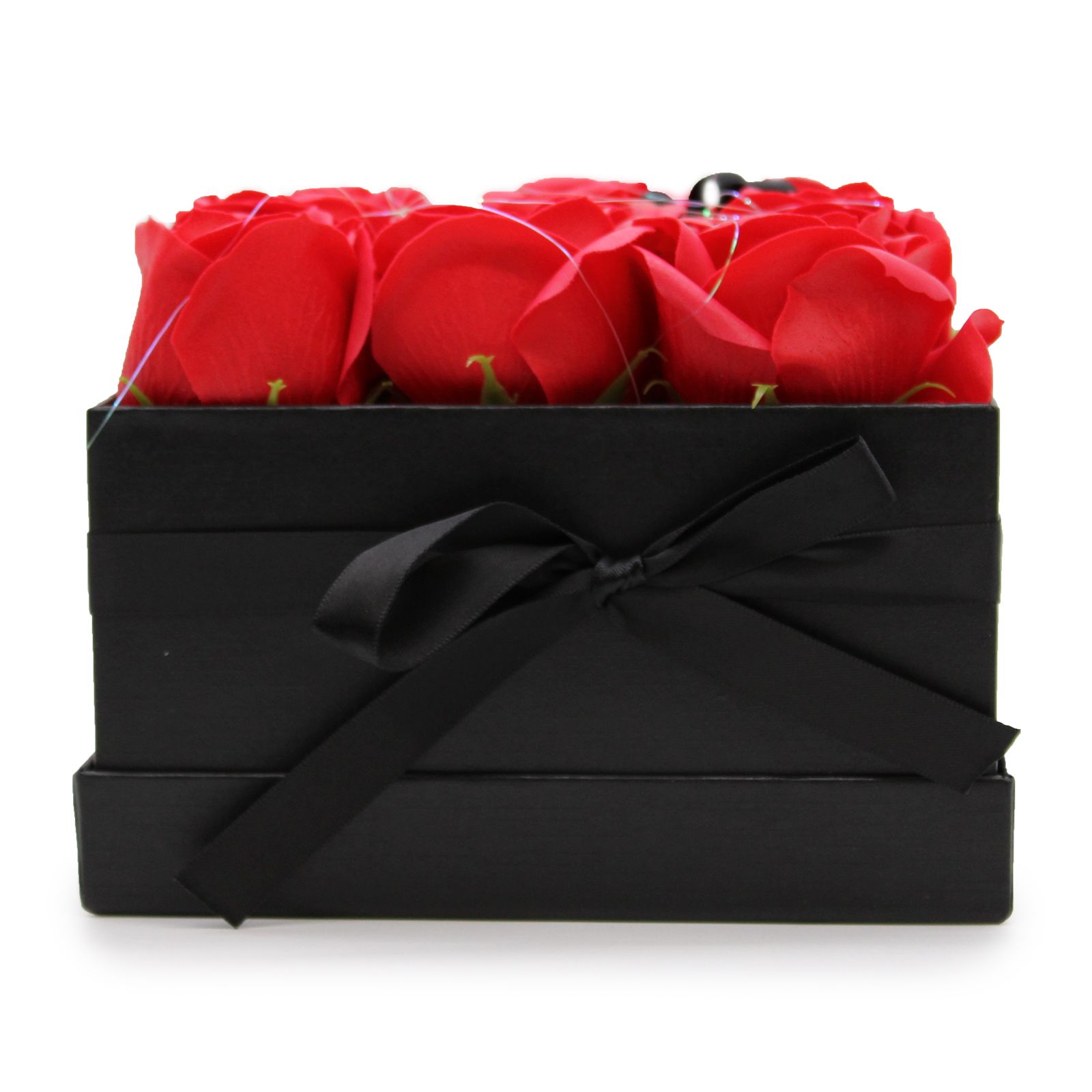 Caja de Regalo - Flor de Jabón  9 Rosas rojo - cuadrado - Imagen 6