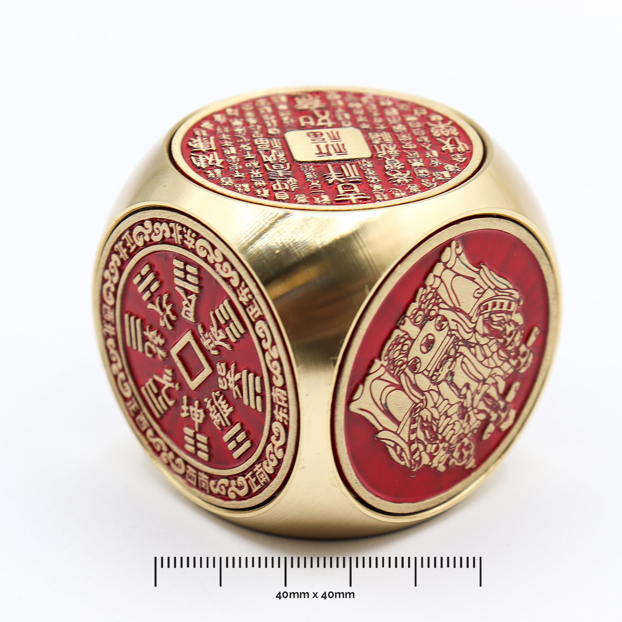 Fortuna Feng Shui - Cubo de Prosperidad Rojo y Latón - Plano - Imagen 2