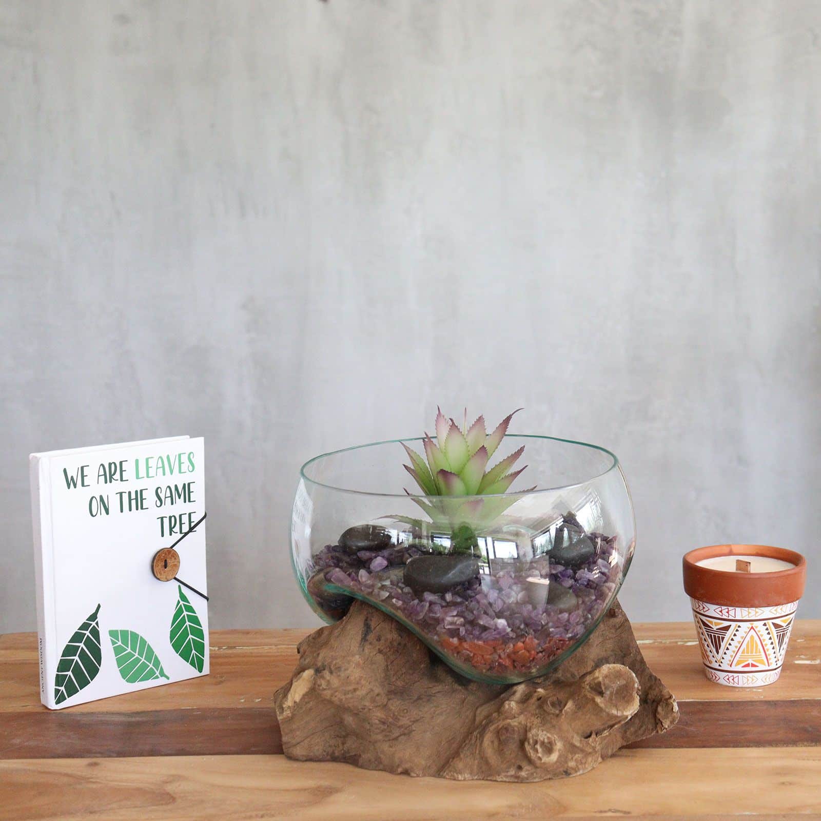 Vidrio Fundido Sobre Madera - Tazón grande Abierto - Imagen 5