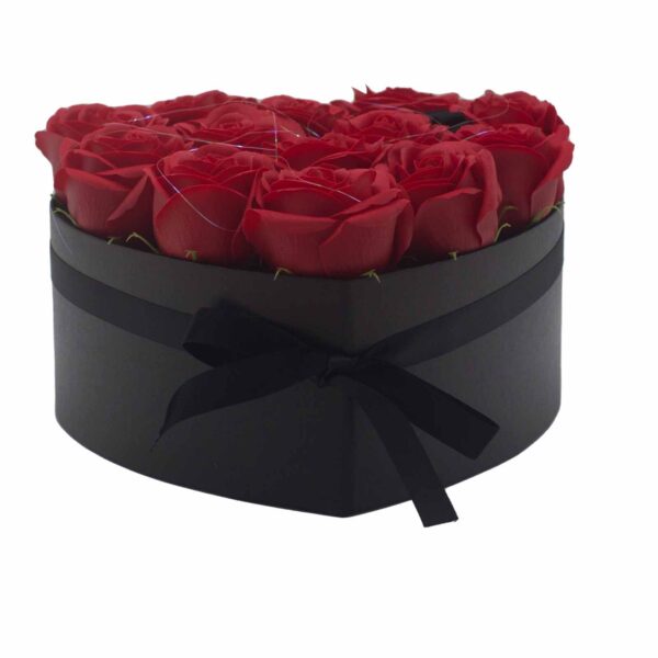 Caja de Regalo - Flor de Jabón  13 Rosas rojo - corazon - Imagen 2