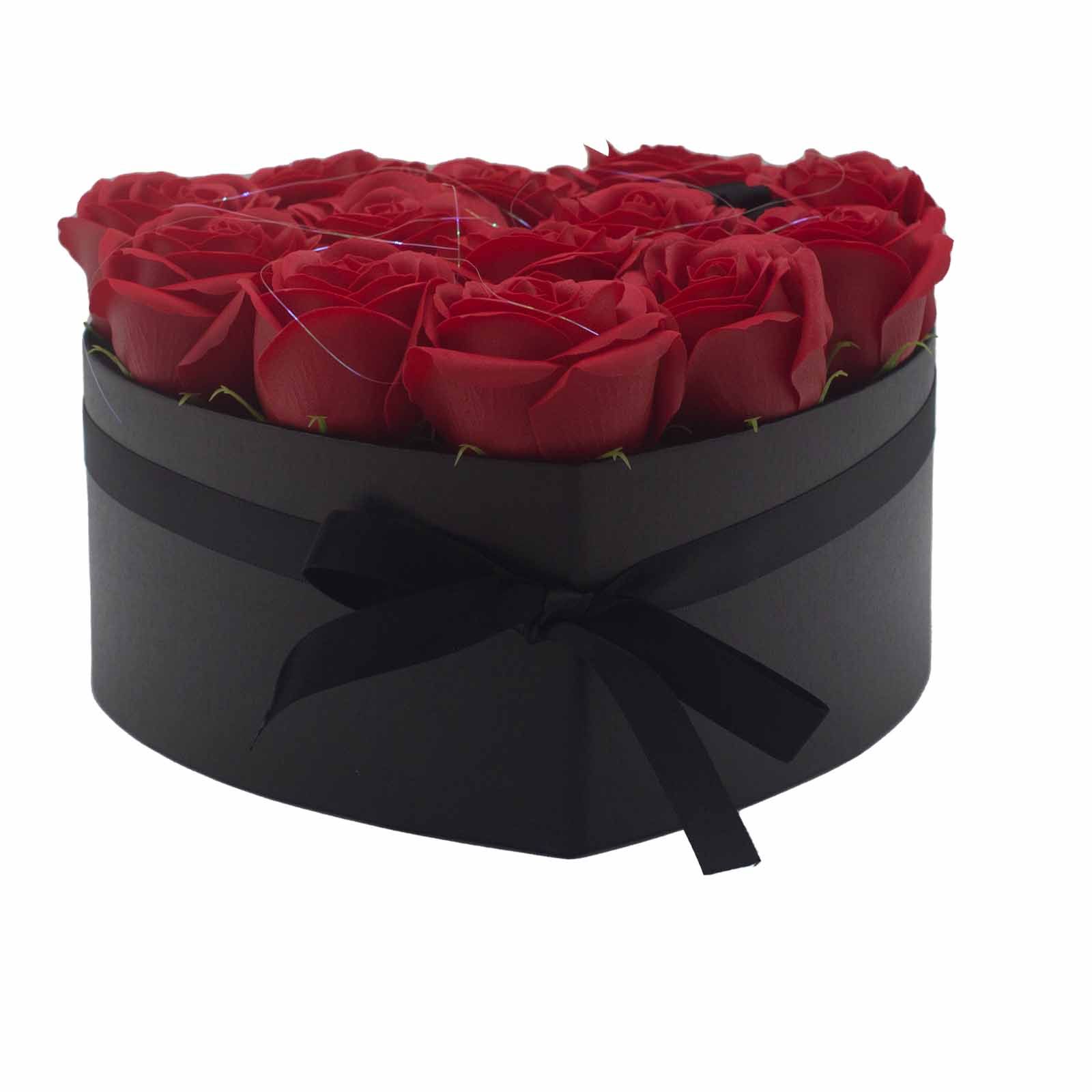 Caja de Regalo - Flor de Jabón  13 Rosas rojo - corazon - Imagen 2