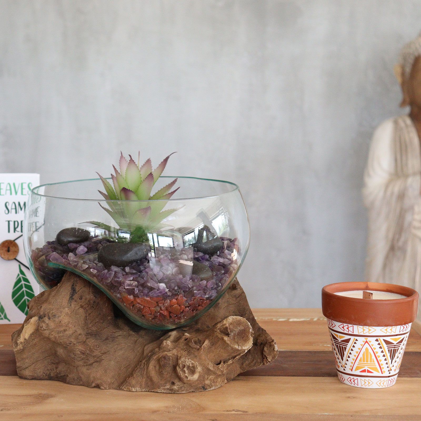 Vidrio Fundido Sobre Madera - Tazón grande Abierto - Imagen 6