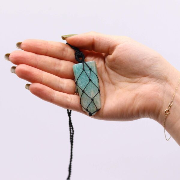 Colgante de punta plana con piedras preciosas entrelazada - Amazonita - Imagen 2