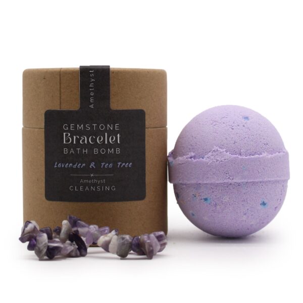 Bomba de baño con pulsera de gemas de amatista - Imagen 2