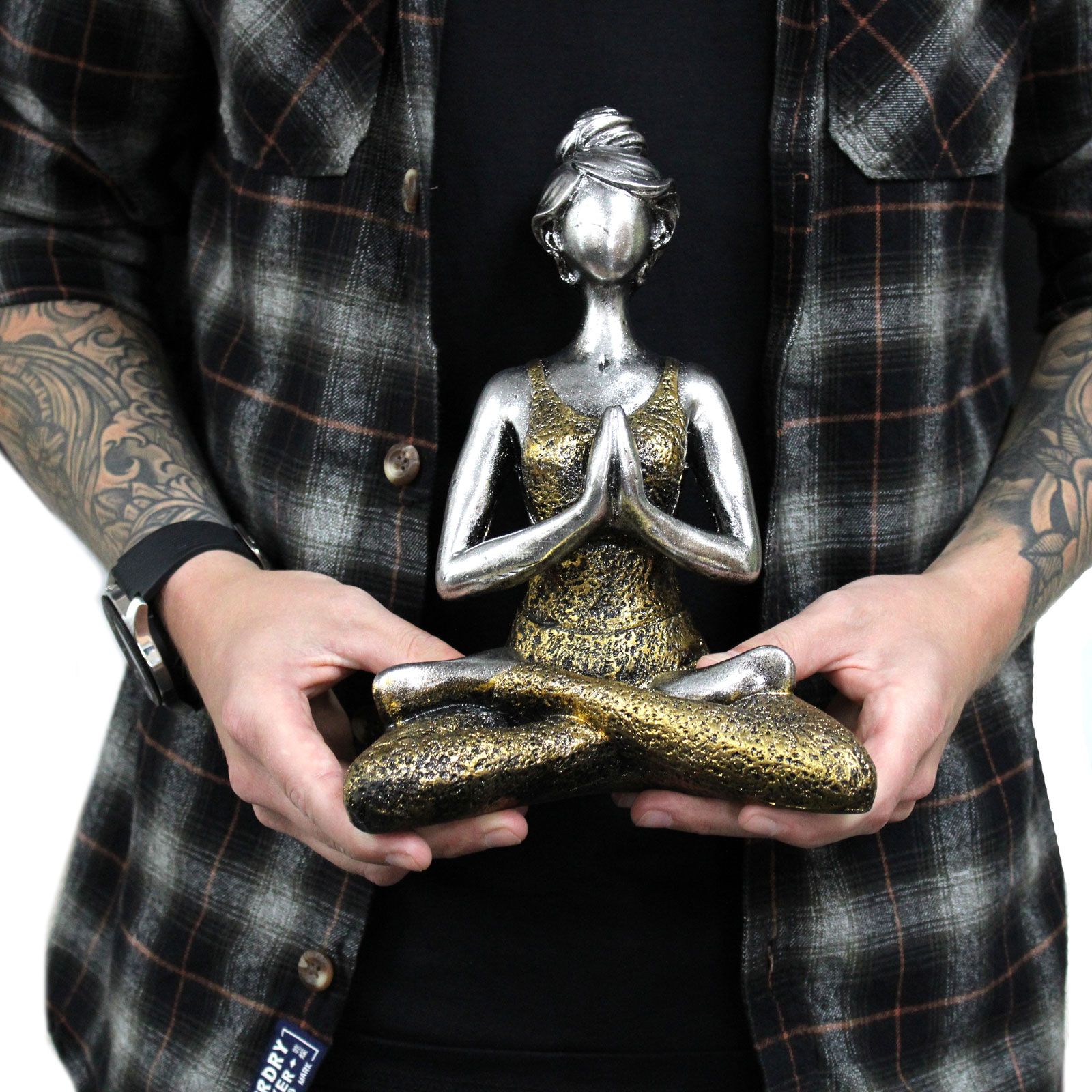 Yoga Lady Figure - Silver & Gold 24cm - Imagen 2