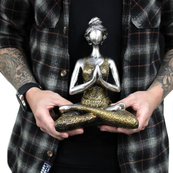 Yoga Lady Figure -  Silver & Gold 24cm - Imagen 2