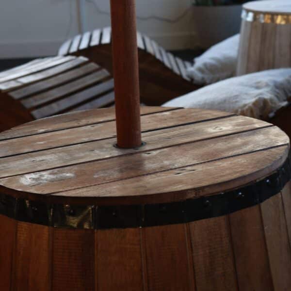 Taburete de barril de cerveza y soporte para sombrilla - Natural - Imagen 6