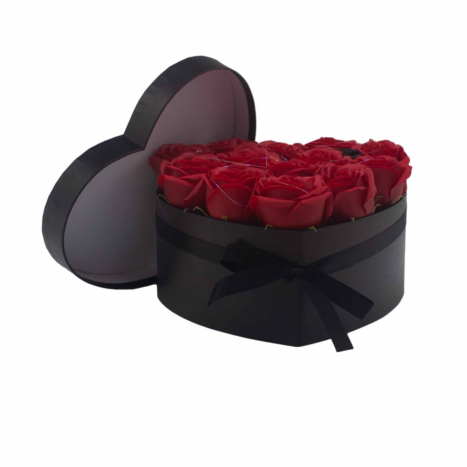 Caja de Regalo - Flor de Jabón  13 Rosas rojo - corazon - Imagen 3