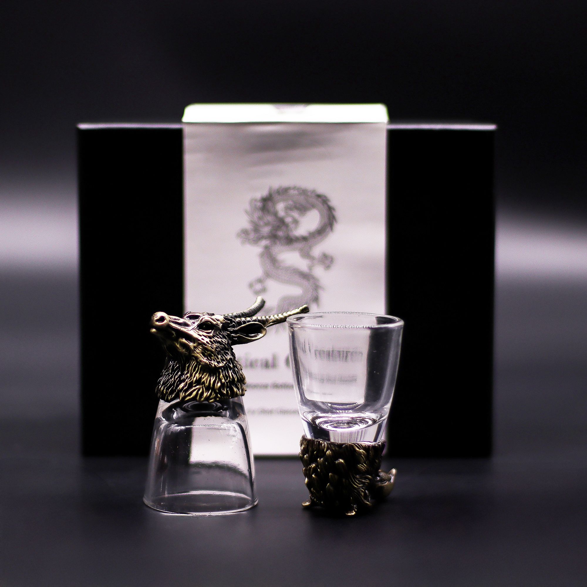 Conjunto regalo de 6 vasos de chupito (50 ml) - Criaturas Salvajes del Bosque - Bronce antiguo - Imagen 5