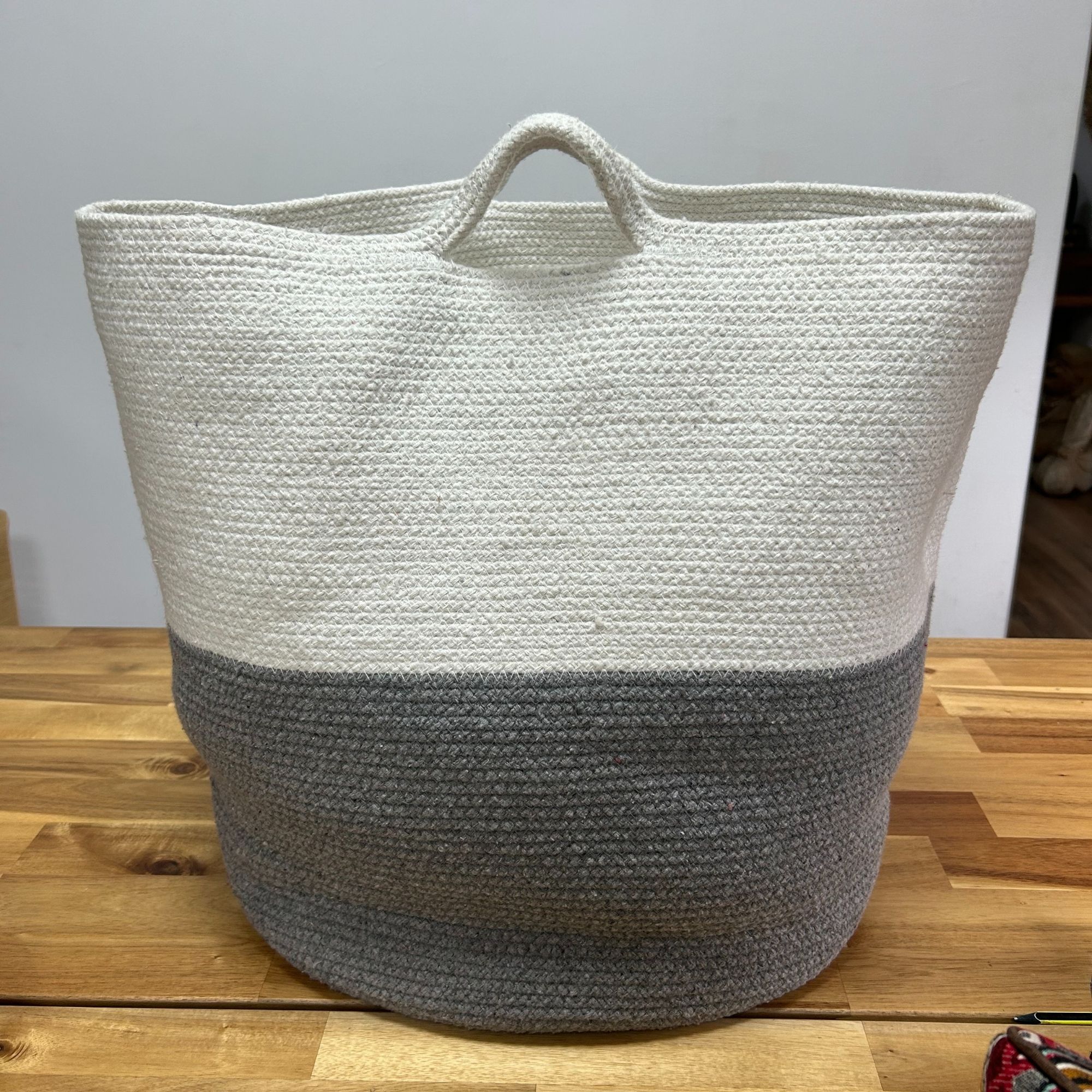 Cesto grande de cuerda de algodón 45x40cm - Gris - Imagen 2