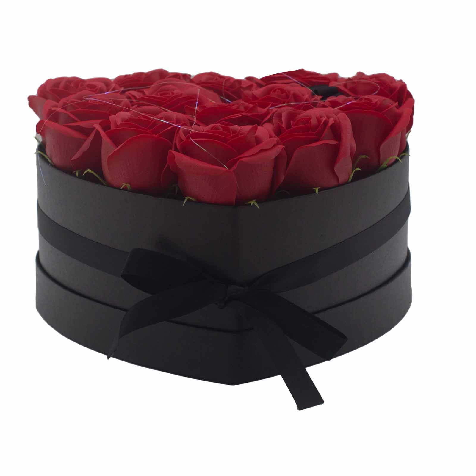 Caja de Regalo - Flor de Jabón  13 Rosas rojo - corazon - Imagen 4