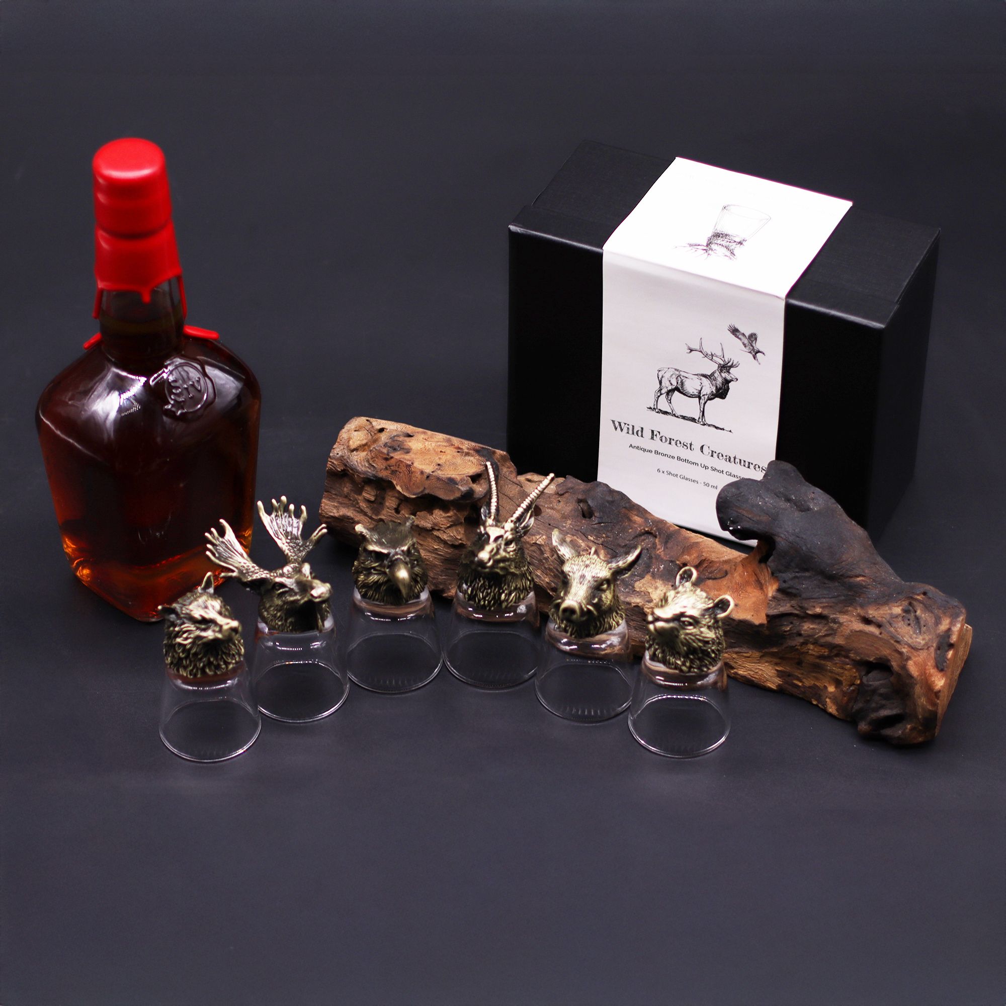 Conjunto regalo de 6 vasos de chupito (50 ml) - Criaturas Salvajes del Bosque - Bronce antiguo - Imagen 6