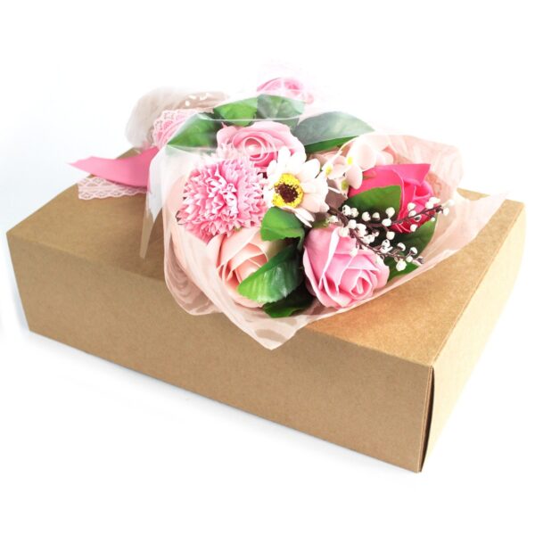 Bouquet flores jabón en caja - rosa - Imagen 2