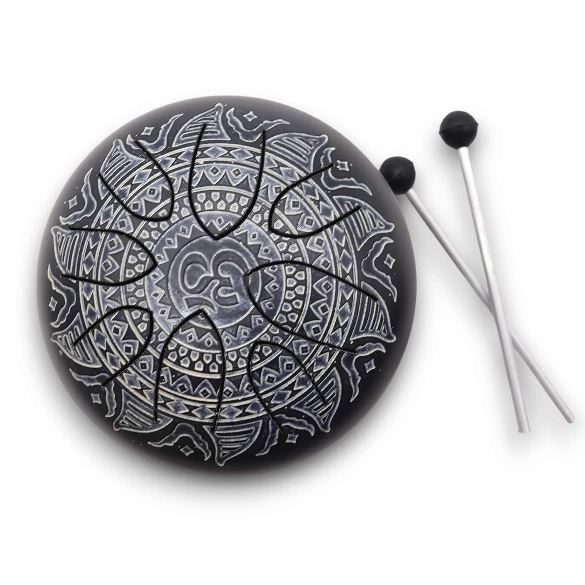 Tambor Om Mandala Grabado - 16cm - Imagen 2