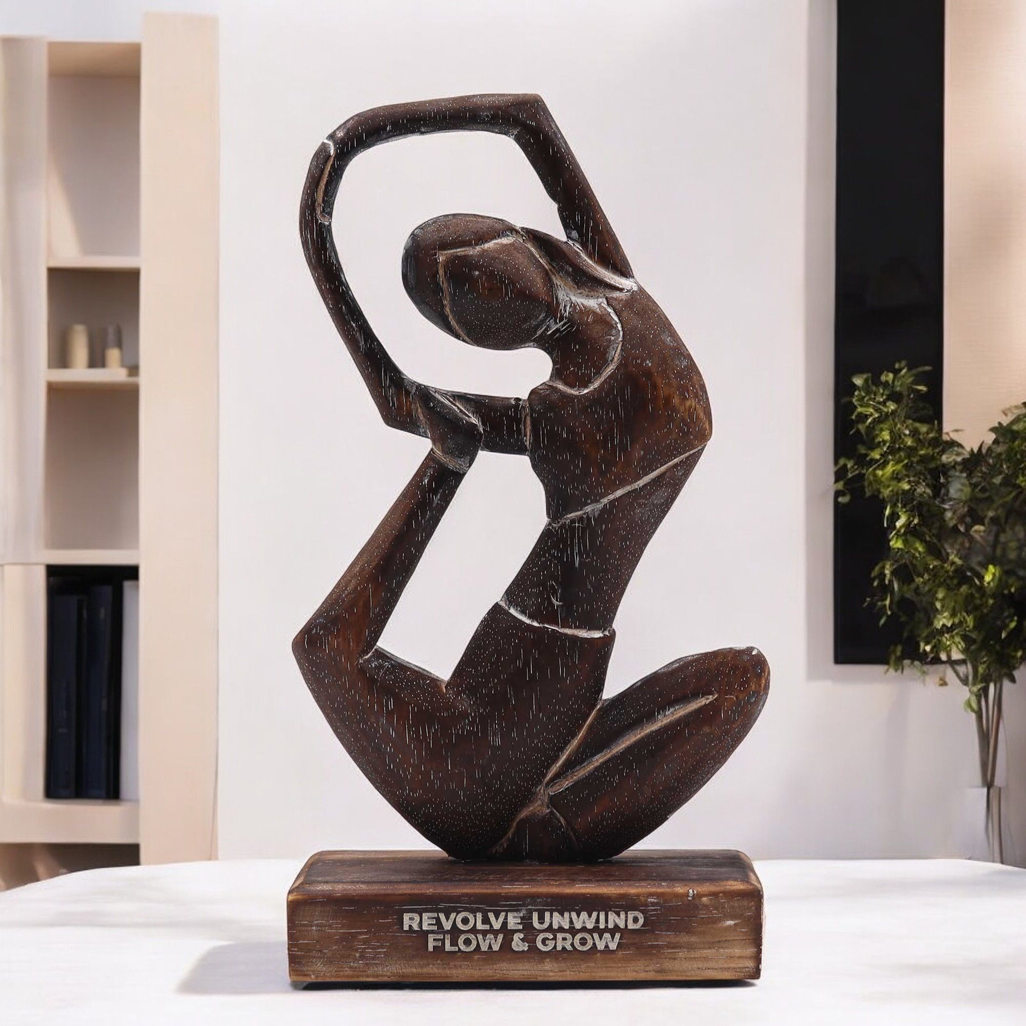 Yoga Mujer de Madera - Antigua - Girar Desenrollar - Fluir y Crecer - Imagen 3