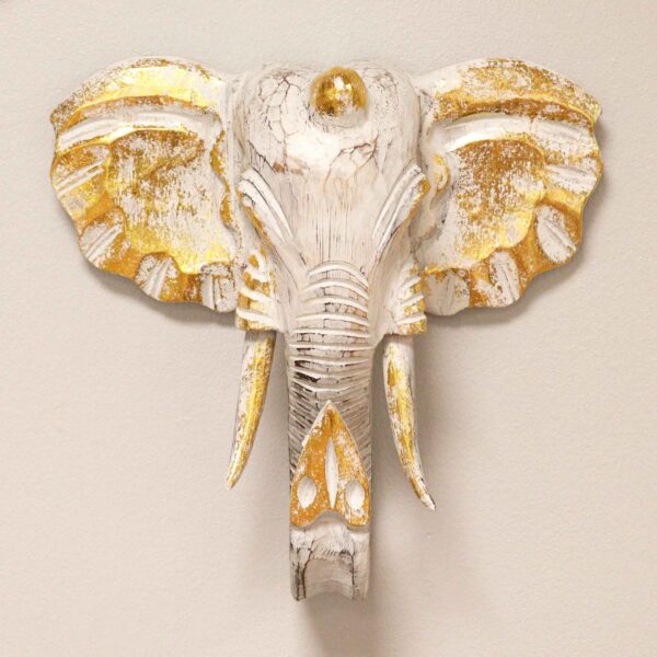 Cabeza Grande de Elefante - Oro y Blanco - Imagen 2