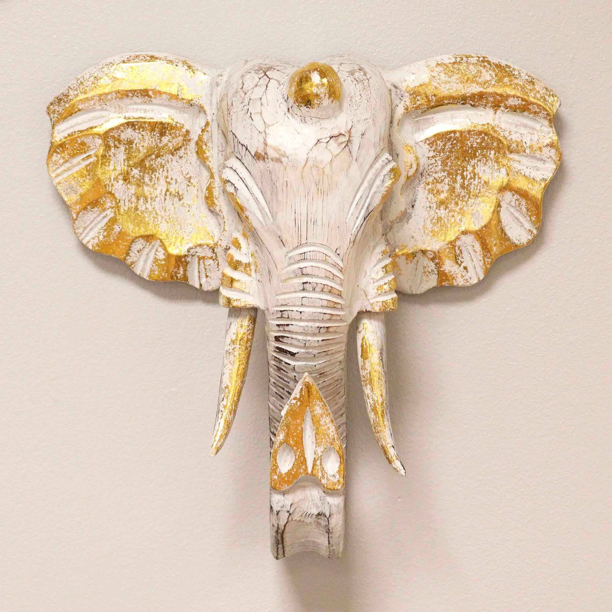 Cabeza Grande de Elefante - Oro y Blanco - Imagen 2