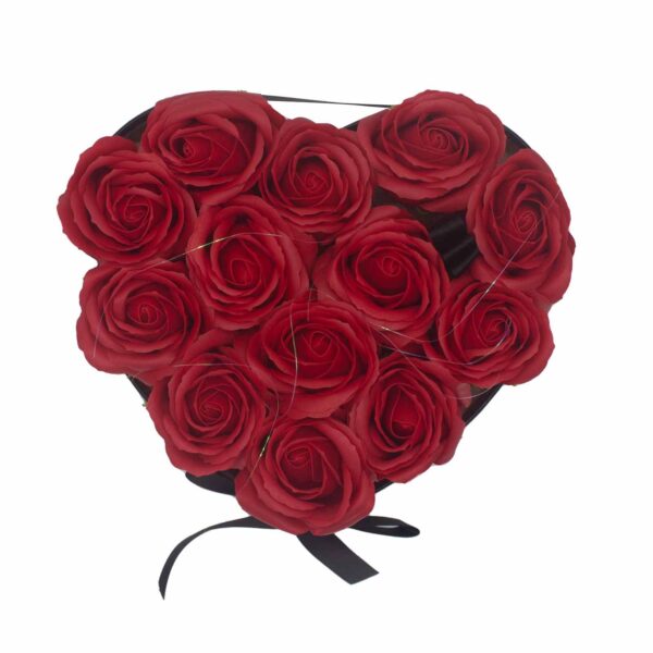 Caja de Regalo - Flor de Jabón  13 Rosas rojo - corazon - Imagen 7