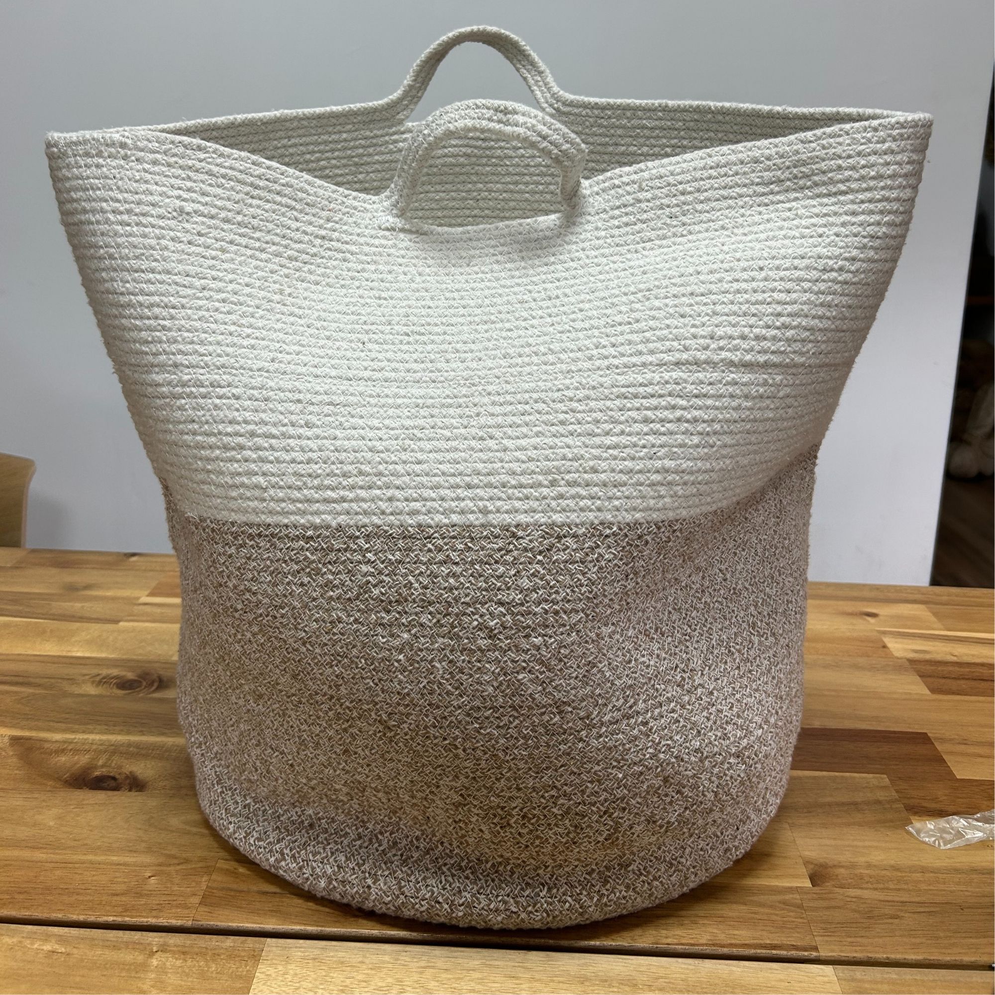 Cesto grande de cuerda de algodón 45x40cm - Beige - Imagen 2