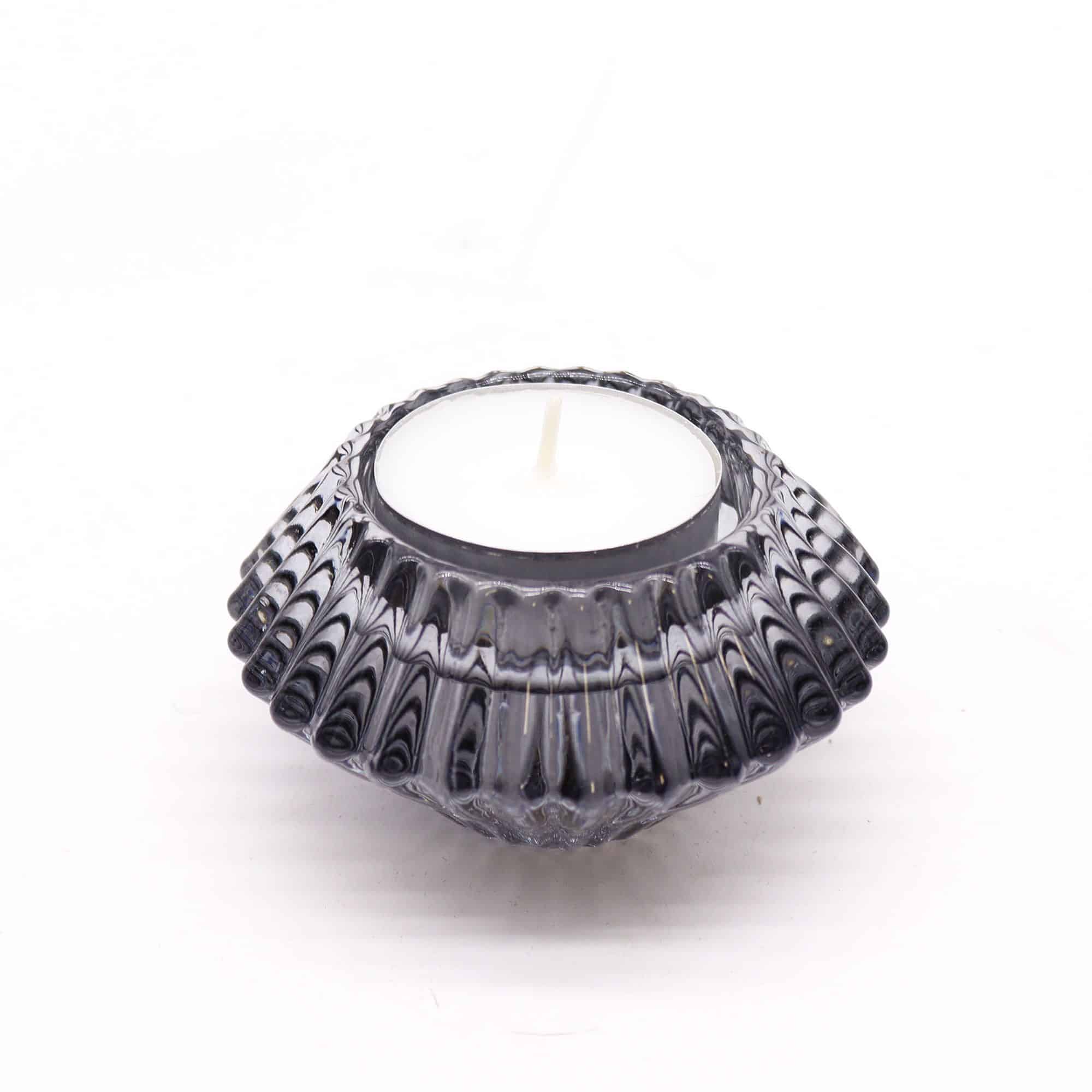 Portavelas reversible con diseño de flor para cena / vela de té - Gris medianoche - Imagen 2