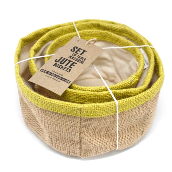 Conjunto de 3 cestas de yute natural - Oliva - Imagen 2