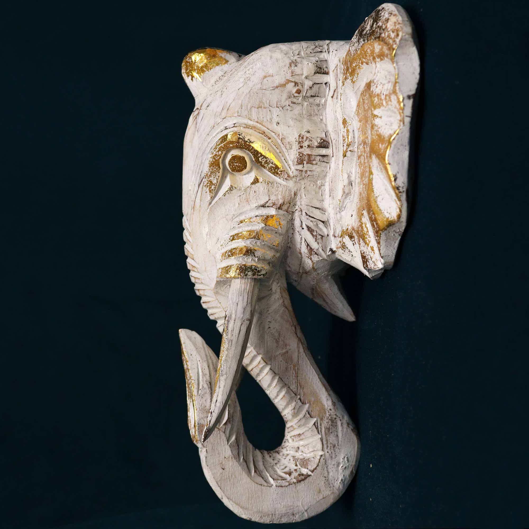 Cabeza Grande de Elefante - Oro y Blanco - Imagen 3
