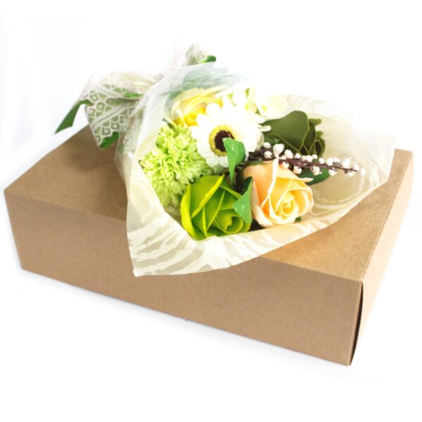 Bouquet flores jabón en caja - verde - Imagen 2