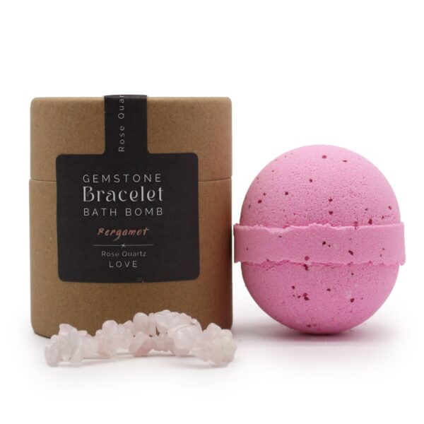 Bomba de baño con pulsera de gemas de cuarzo rosa - Imagen 2