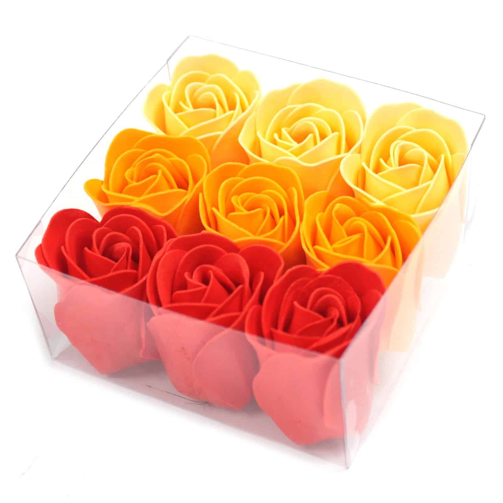 Set de 9 flores de Jabón - rosas melocotón - Imagen 4