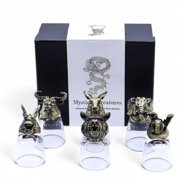 Set de regalo de 6 vasos de chupito (50 ml) - Criaturas Salvajes del Bosque - Bronce antiguo