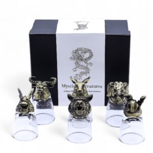Set de regalo de 6 vasos de chupito (50 ml) - Criaturas Salvajes del Bosque - Bronce antiguo