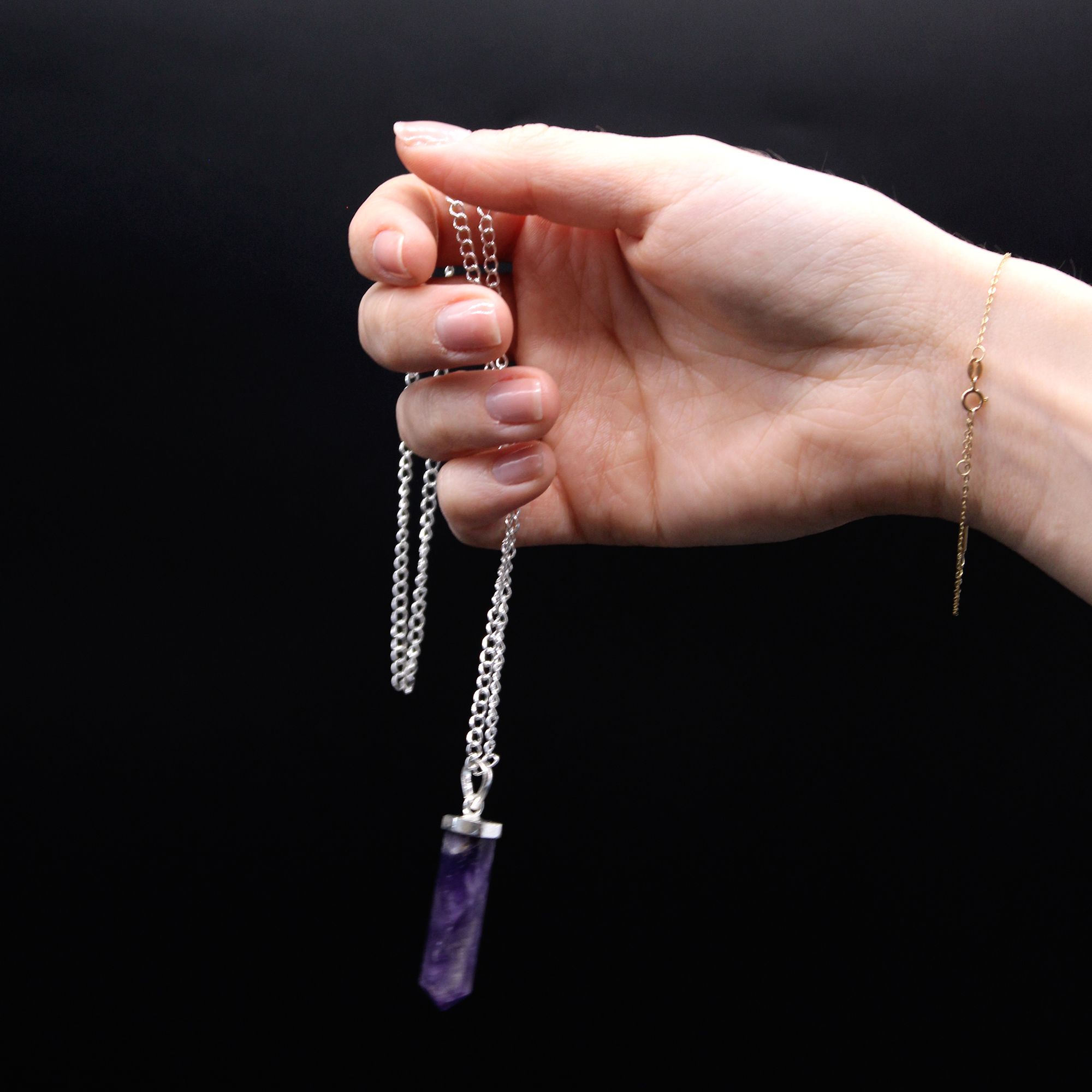 Colgante de Punto Clásico de Piedras Preciosas - Amatista - Imagen 2