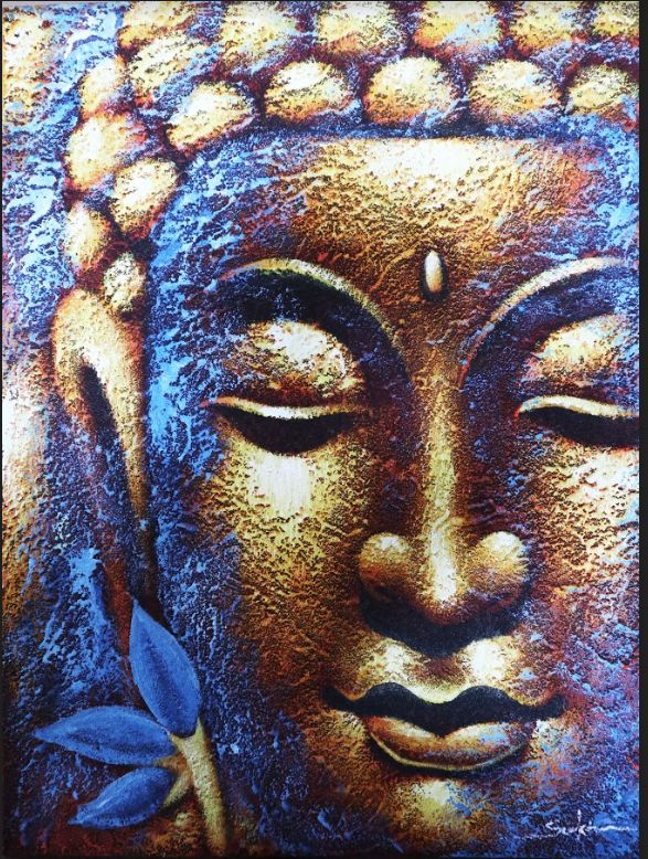 Cuadro de Buda - Flor de Loto y Cara Dorada - Imagen 4