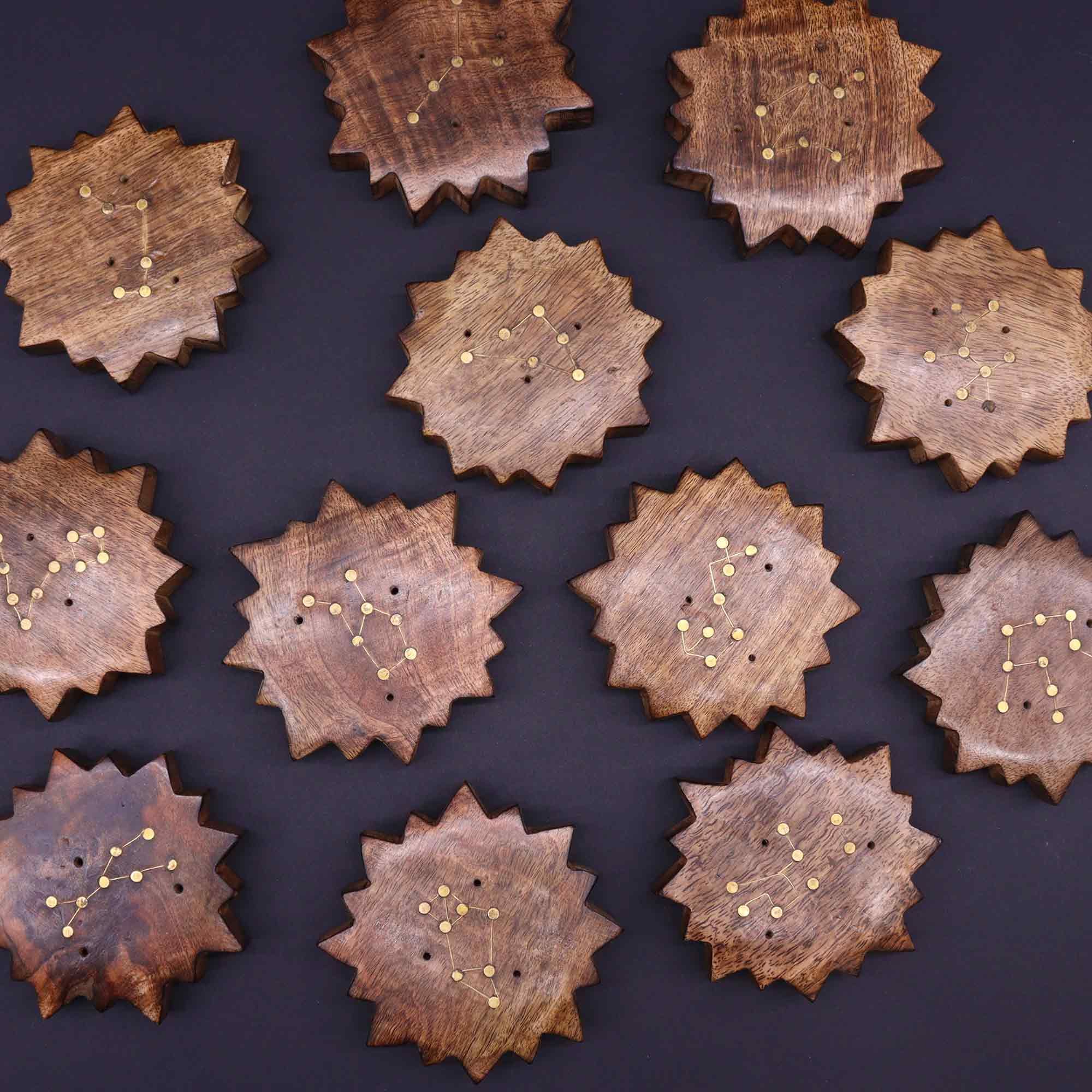 Quemador de incienso con signos del zodíaco de latón grabado - Sol - Imagen 13