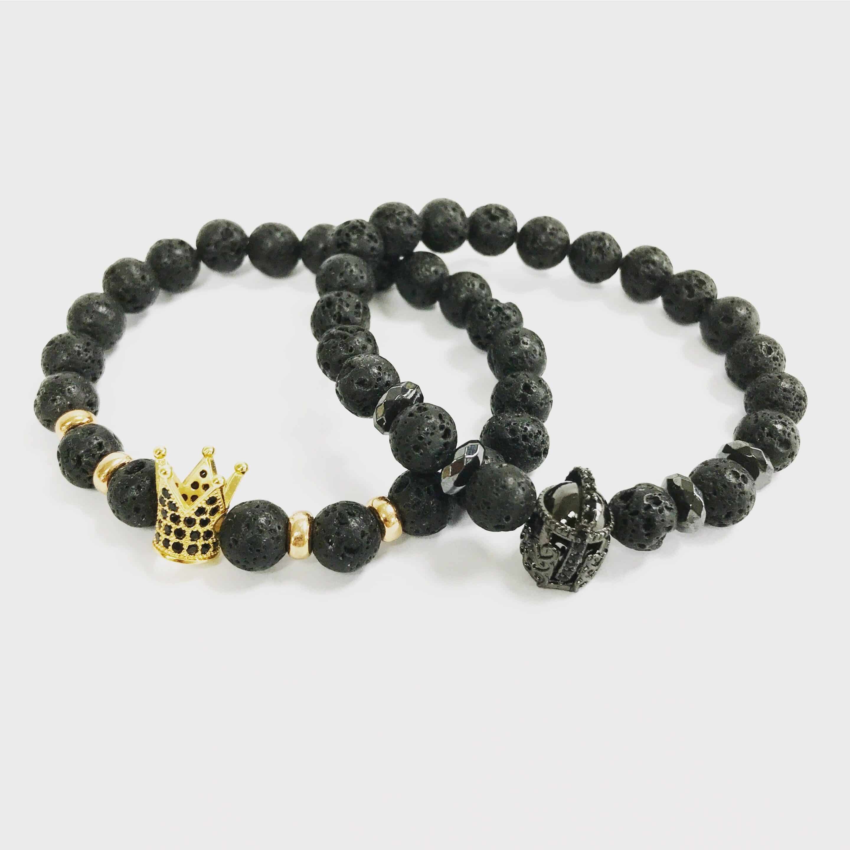 Ala de ángel / Ágata negra - Pulsera de piedras preciosas - Imagen 3