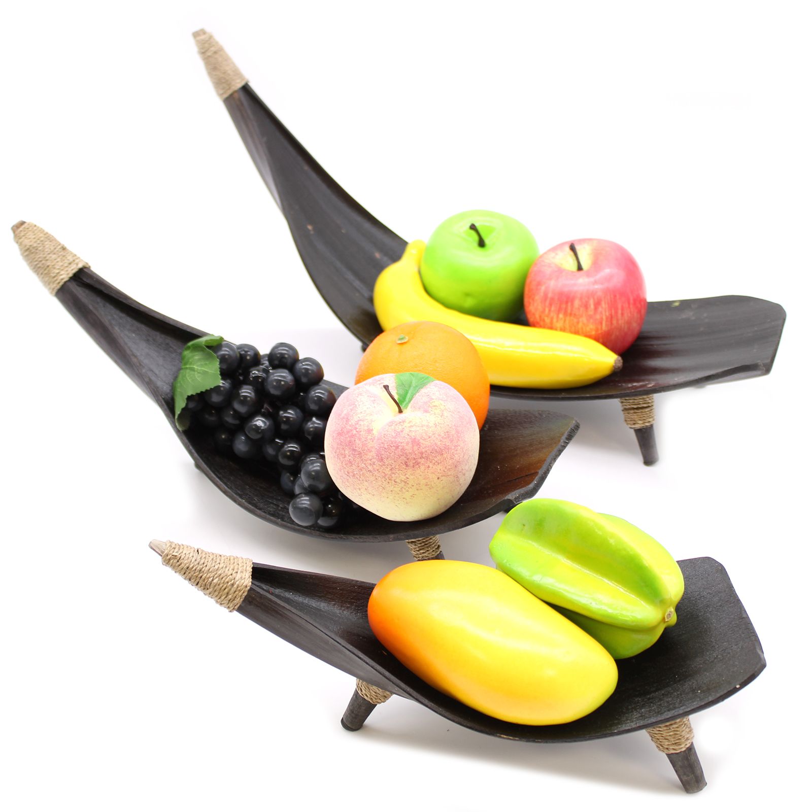 Juego de fruteros de hoja de coco - Chocolate - Imagen 3
