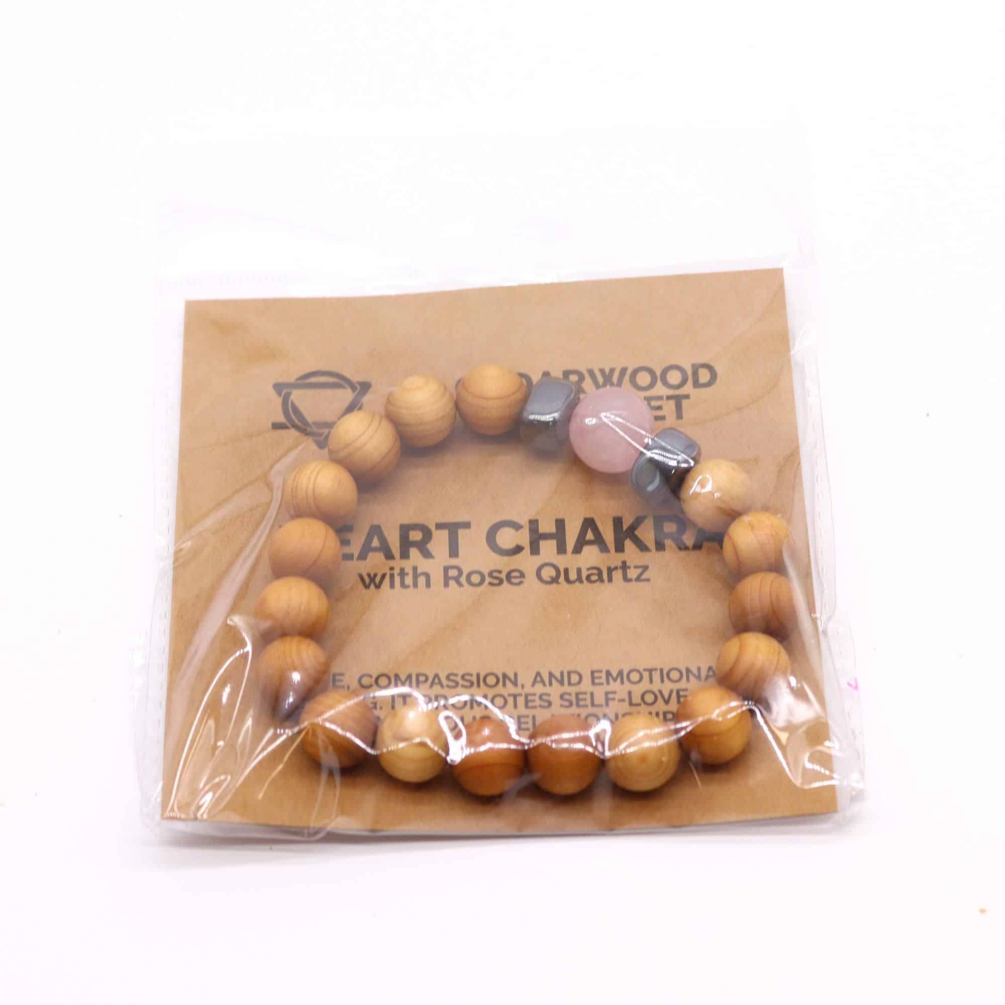 Pulsera de Cedro - Chakra del corazón - Cuarzo Rosa - Imagen 4