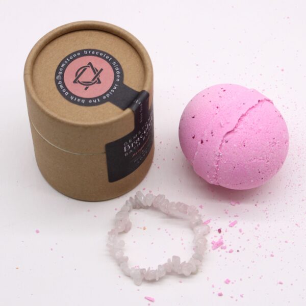 Bomba de baño con pulsera de gemas de cuarzo rosa - Imagen 4