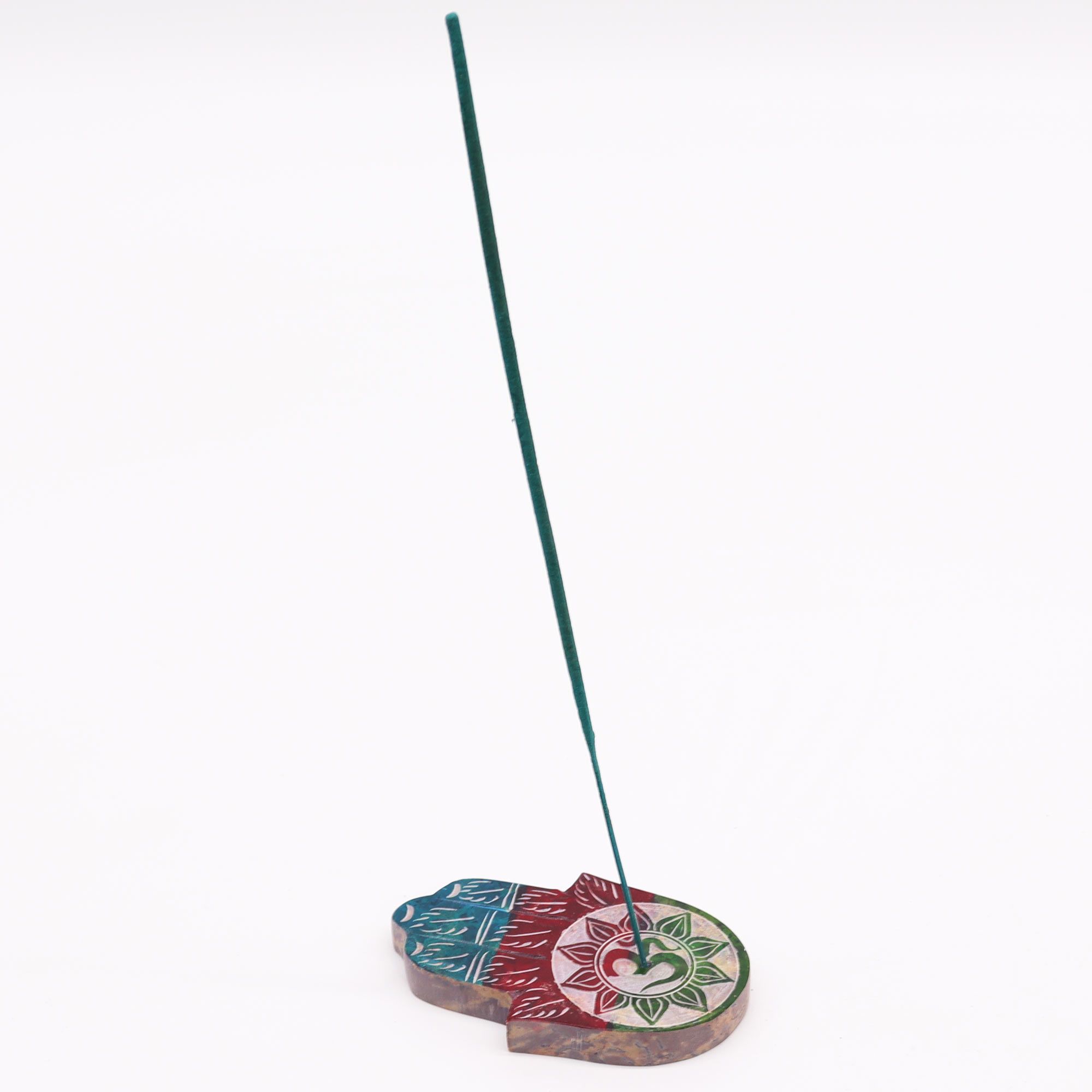 Porta-incienso Hamsa de esteatita 9x6cm -OM - Imagen 2