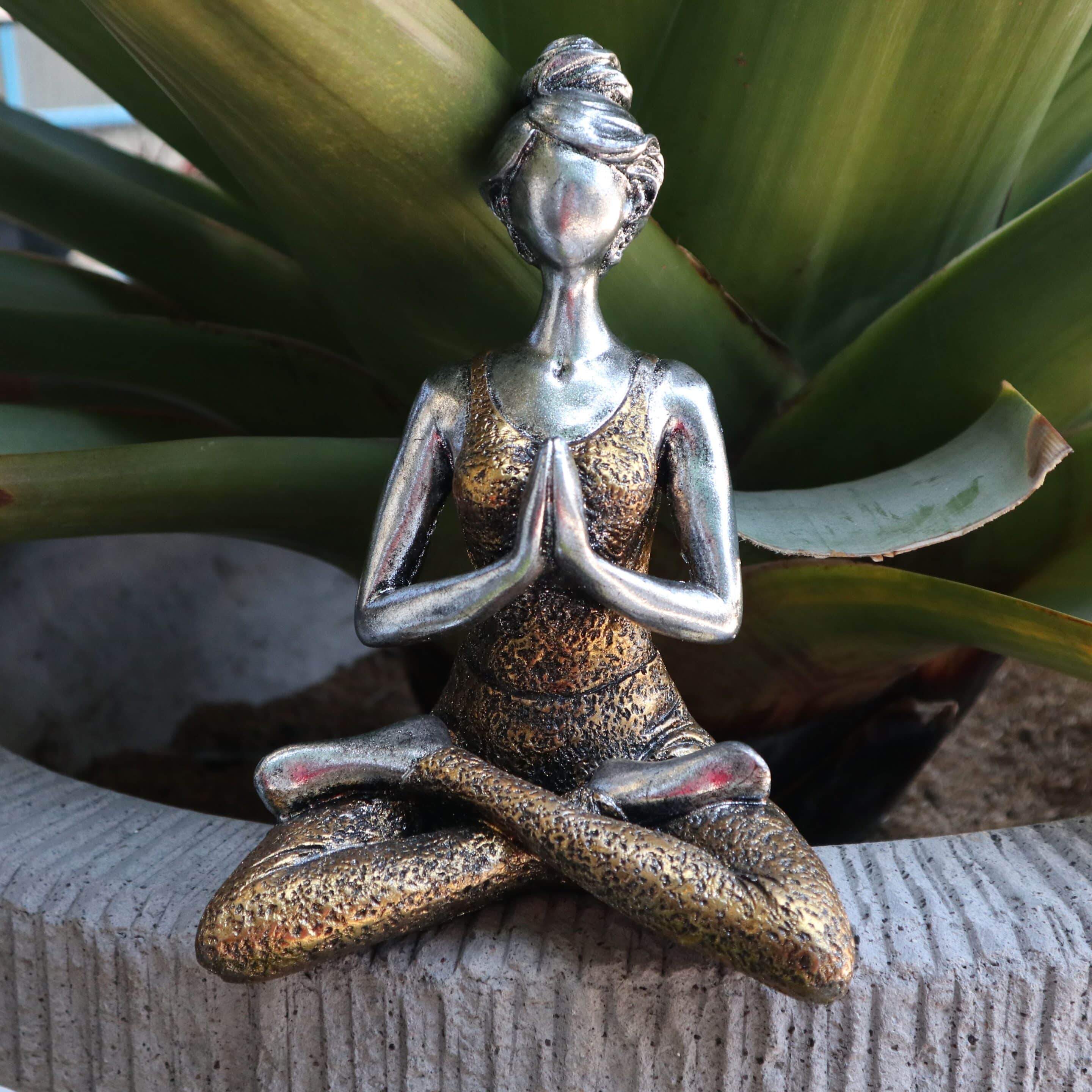 Yoga Lady Figure - Silver & Gold 24cm - Imagen 5