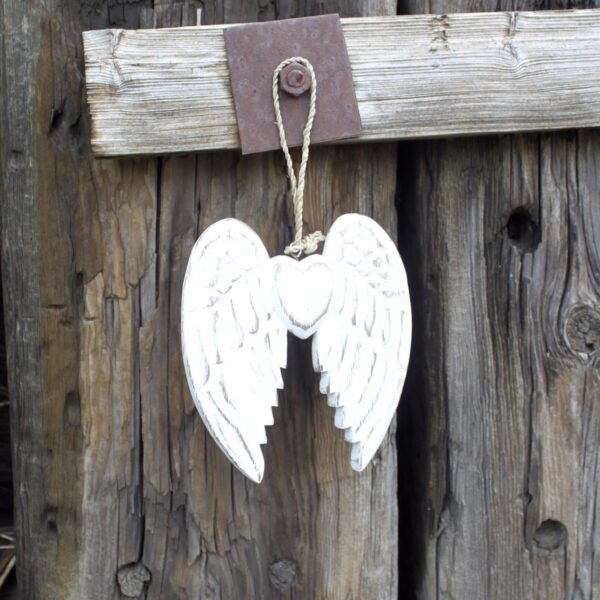 Doble alas de ángel y corazón hecho a mano - 15cm - Imagen 3