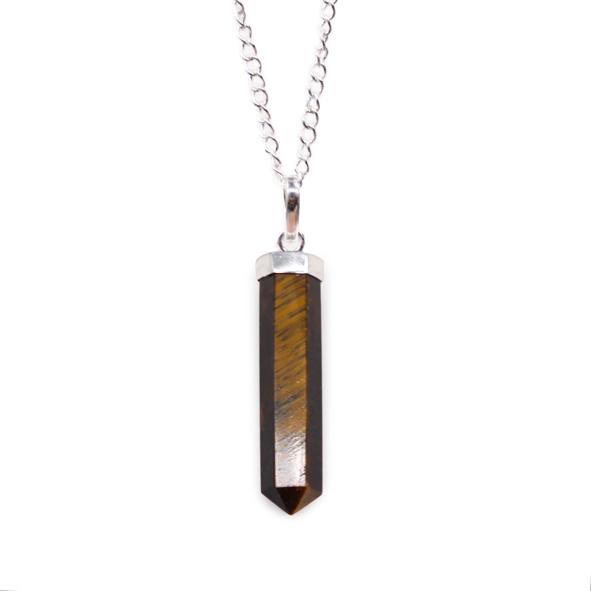 Colgante de Punto Clásico de Piedras Preciosas - Ojo de Tigre - Imagen 5