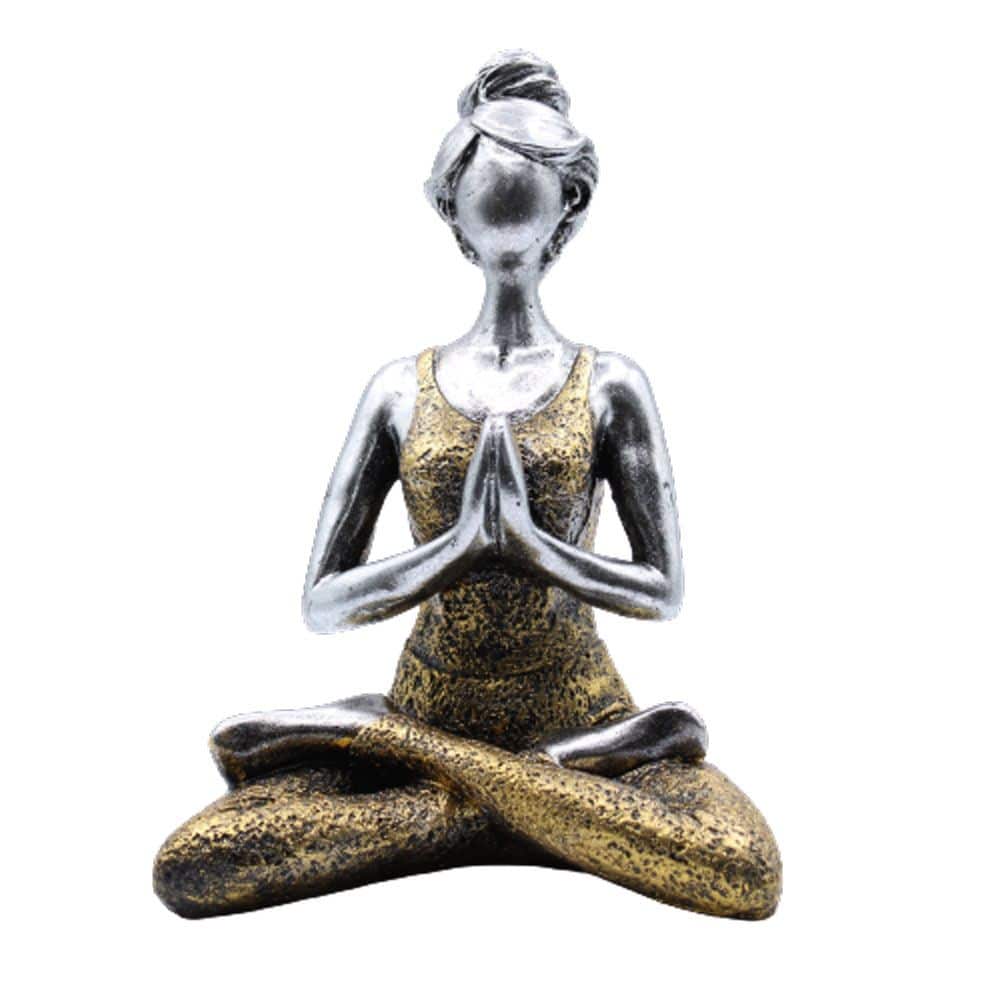 Yoga Lady Figure - Silver & Gold 24cm - Imagen 3