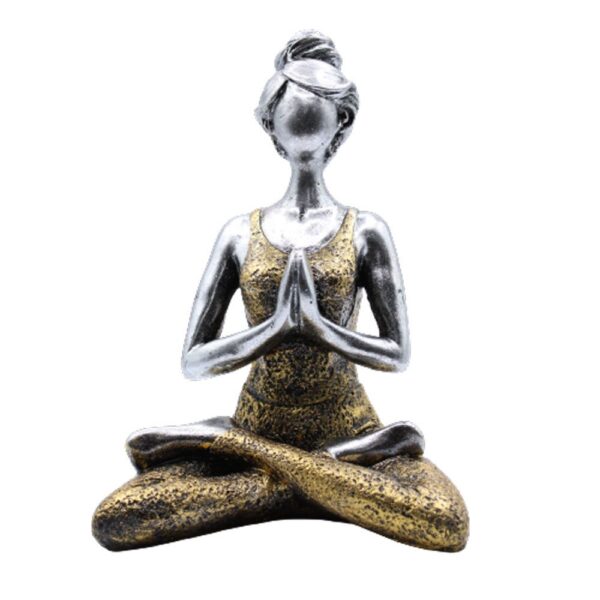 Yoga Lady Figure -  Silver & Gold 24cm - Imagen 3