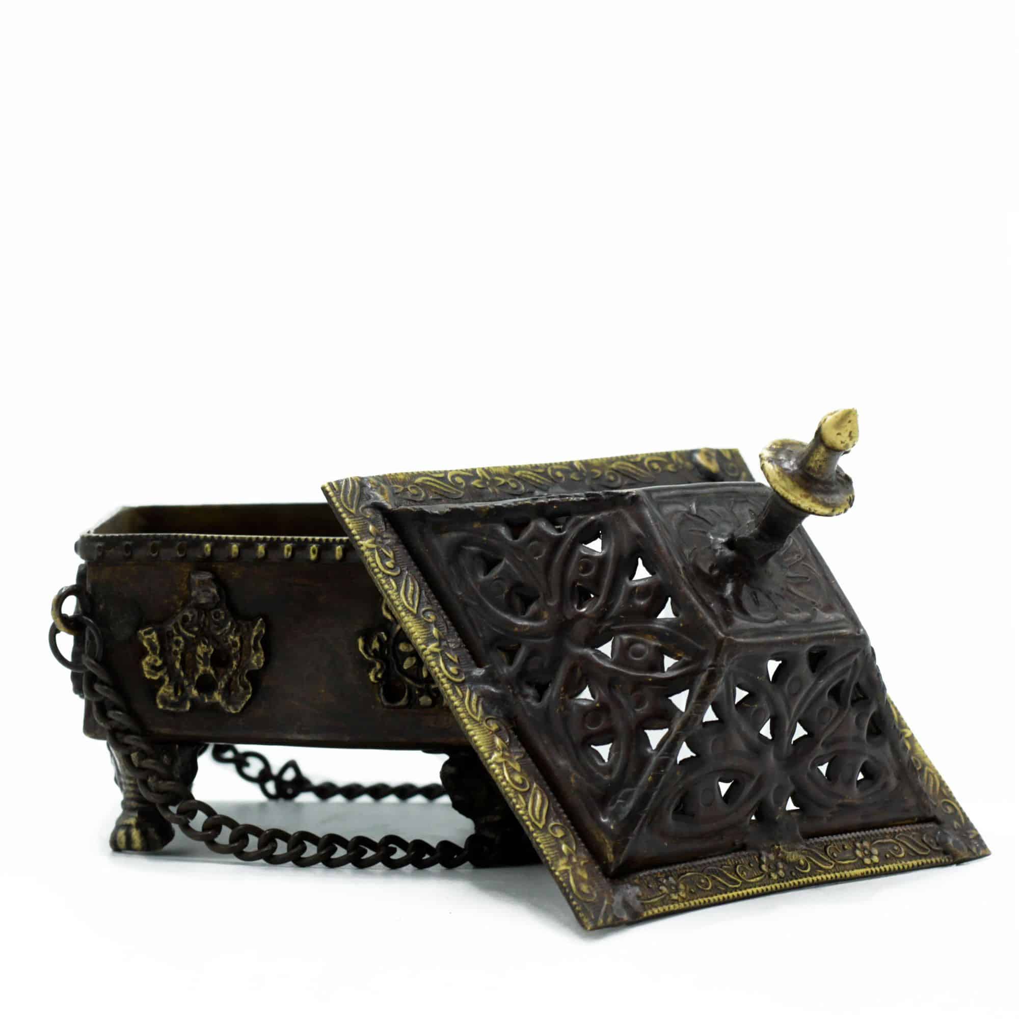 Quemador Tibetano de Latón - Cuadrado Colgante Ocho Símbolos - Imagen 3