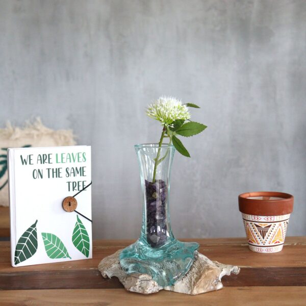 Vidrio Fundido sobre Madera Blanqueada - Florero - Pequeño - Imagen 6