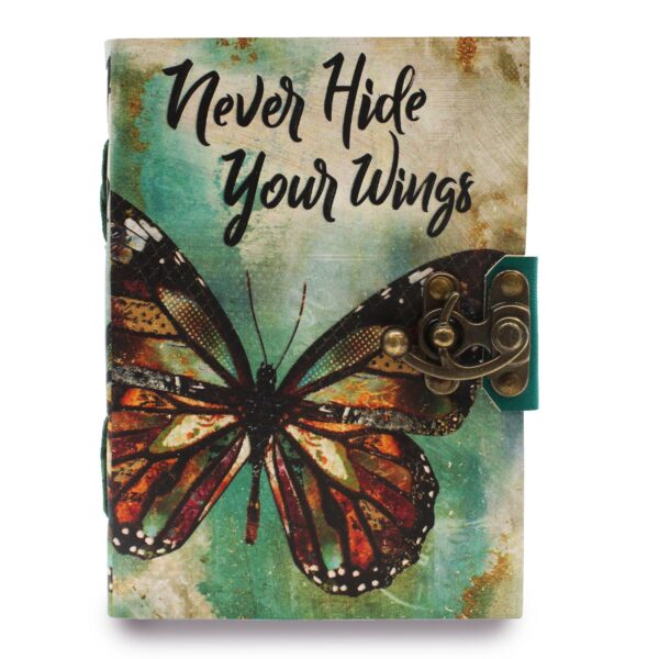 Cuaderno de cuero "Never Hide Your Wings"
