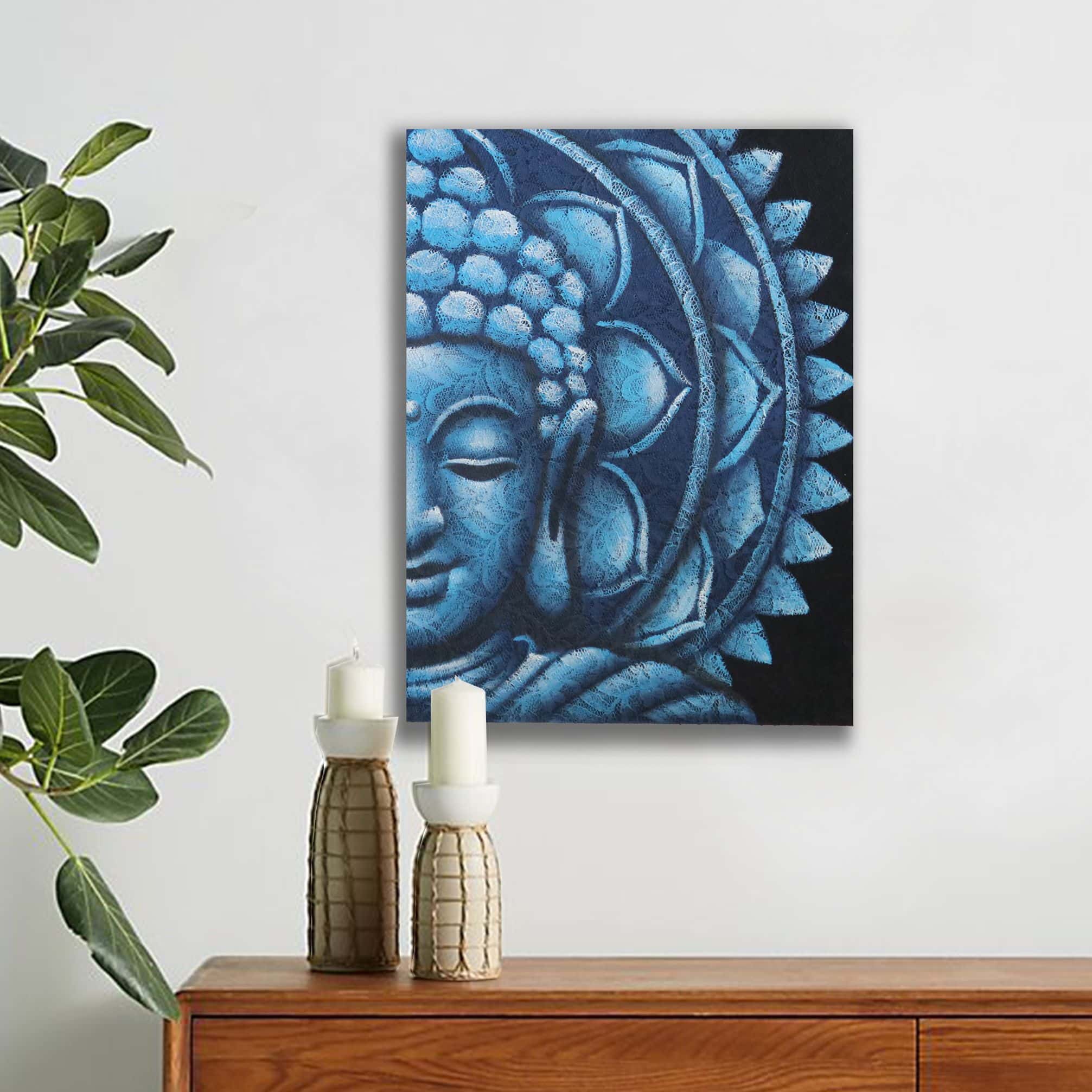 Mandala Medio Buda Azul 60x80cm - Imagen 4